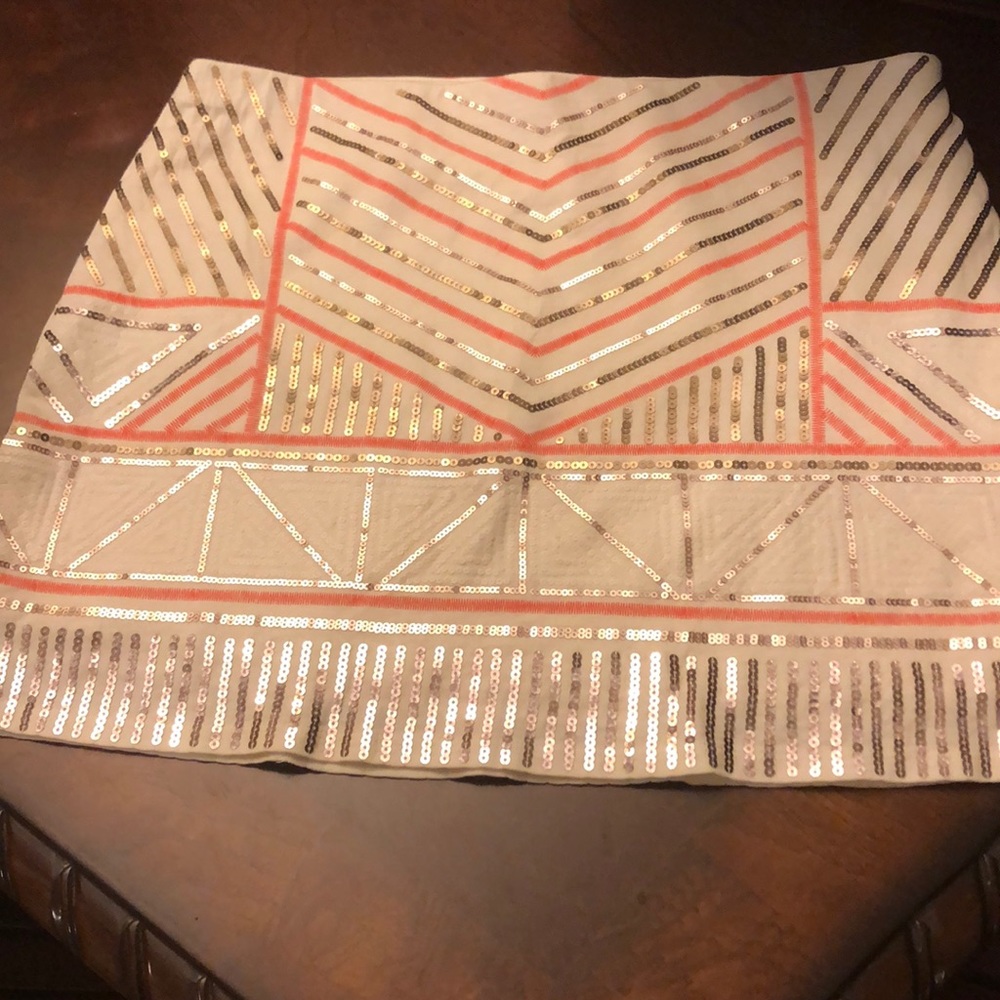 Express Geometric Sequin Embellished Mini Skirt